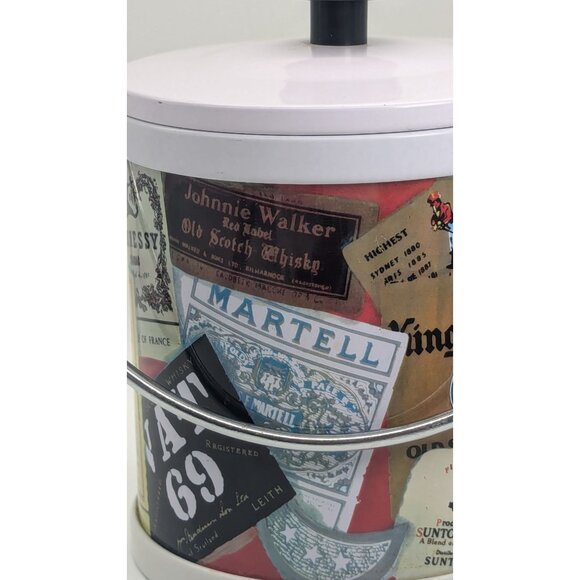 Vintage Metal Ice Bucket With Numerous Whisky Label Exterior Design - Picture 3 of 16